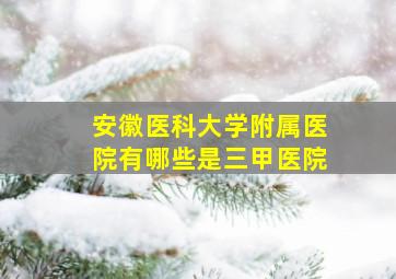 安徽医科大学附属医院有哪些是三甲医院