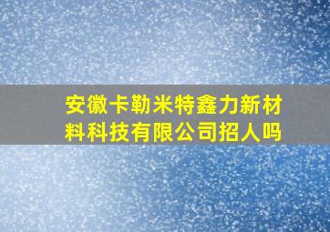 安徽卡勒米特鑫力新材料科技有限公司招人吗