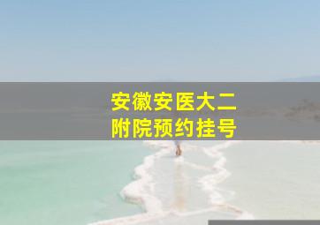 安徽安医大二附院预约挂号