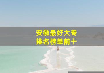 安徽最好大专排名榜单前十