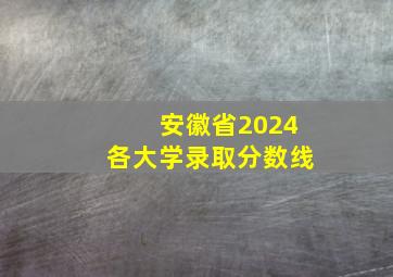 安徽省2024各大学录取分数线