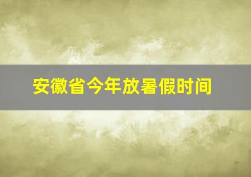 安徽省今年放暑假时间