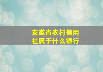 安徽省农村信用社属于什么银行