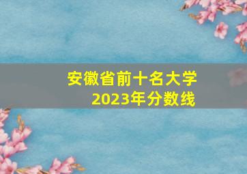 安徽省前十名大学2023年分数线