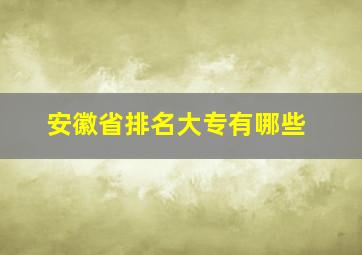 安徽省排名大专有哪些