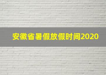 安徽省暑假放假时间2020