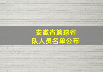 安徽省篮球省队人员名单公布