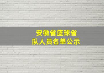 安徽省篮球省队人员名单公示