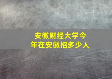 安徽财经大学今年在安徽招多少人