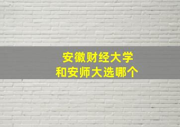 安徽财经大学和安师大选哪个