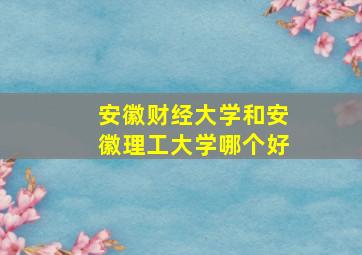 安徽财经大学和安徽理工大学哪个好