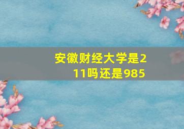 安徽财经大学是211吗还是985