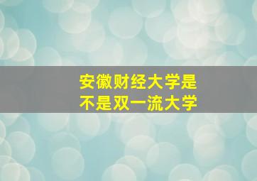 安徽财经大学是不是双一流大学