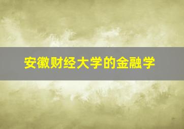 安徽财经大学的金融学