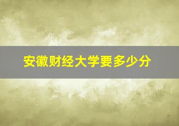 安徽财经大学要多少分