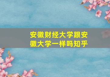 安徽财经大学跟安徽大学一样吗知乎