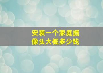 安装一个家庭摄像头大概多少钱