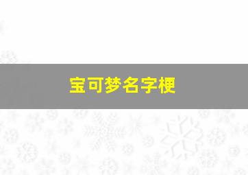 宝可梦名字梗