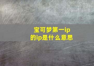 宝可梦第一ip的ip是什么意思