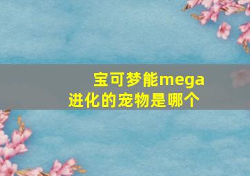 宝可梦能mega进化的宠物是哪个