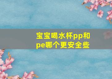 宝宝喝水杯pp和pe哪个更安全些