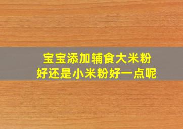 宝宝添加辅食大米粉好还是小米粉好一点呢