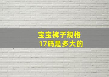 宝宝裤子规格17码是多大的