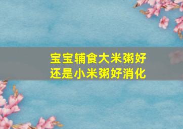 宝宝辅食大米粥好还是小米粥好消化