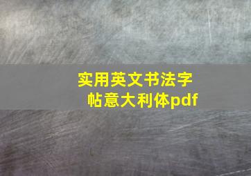 实用英文书法字帖意大利体pdf