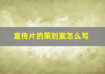 宣传片的策划案怎么写