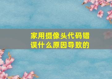 家用摄像头代码错误什么原因导致的