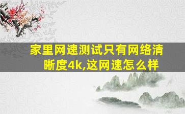 家里网速测试只有网络清晰度4k,这网速怎么样