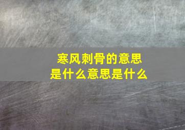 寒风刺骨的意思是什么意思是什么