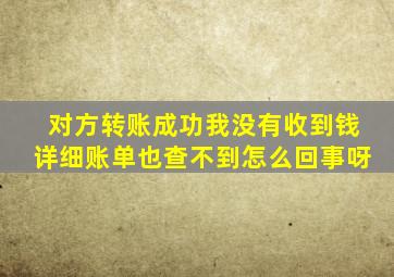 对方转账成功我没有收到钱详细账单也查不到怎么回事呀