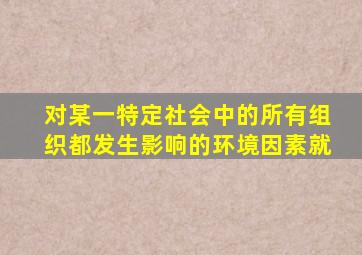 对某一特定社会中的所有组织都发生影响的环境因素就