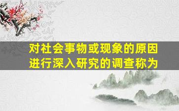 对社会事物或现象的原因进行深入研究的调查称为