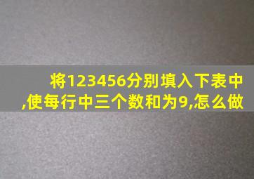 将123456分别填入下表中,使每行中三个数和为9,怎么做