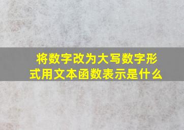 将数字改为大写数字形式用文本函数表示是什么