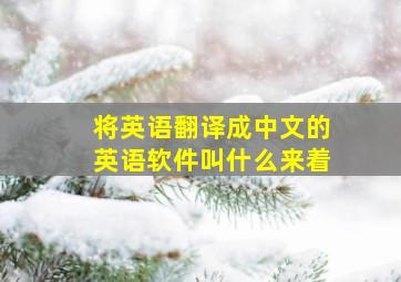 将英语翻译成中文的英语软件叫什么来着