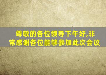 尊敬的各位领导下午好,非常感谢各位能够参加此次会议