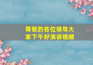 尊敬的各位领导大家下午好演讲视频