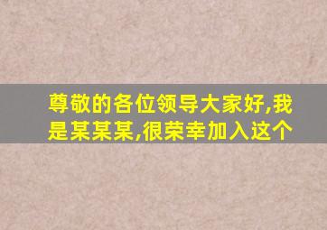 尊敬的各位领导大家好,我是某某某,很荣幸加入这个