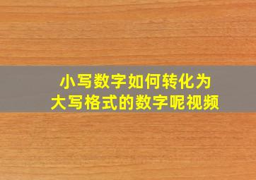 小写数字如何转化为大写格式的数字呢视频