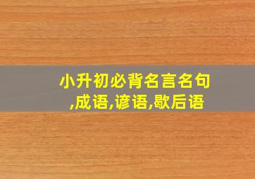 小升初必背名言名句,成语,谚语,歇后语