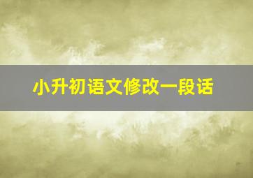 小升初语文修改一段话