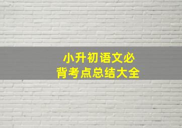 小升初语文必背考点总结大全