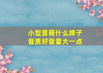 小型音箱什么牌子音质好音量大一点