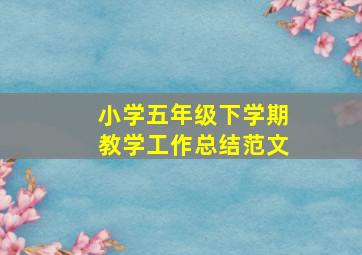 小学五年级下学期教学工作总结范文