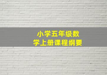 小学五年级数学上册课程纲要