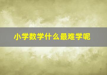 小学数学什么最难学呢